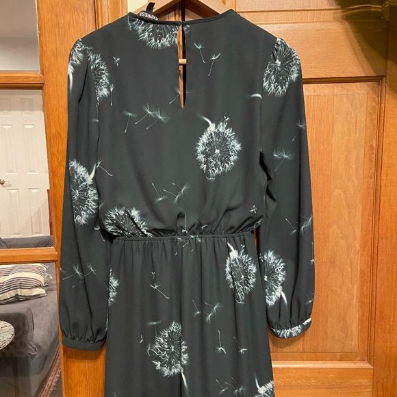 Express Dresses | Express Dress Charcoal Grey W/ Dandelion Flower Print size Xs - Picture 5 of 6